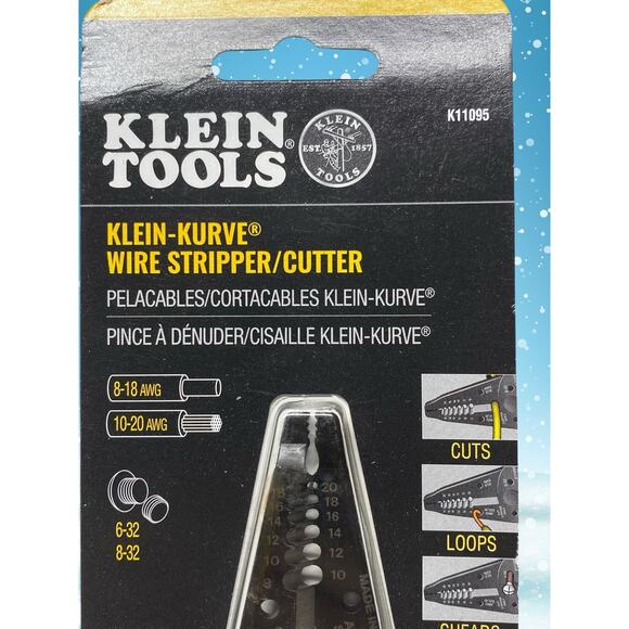Klein Tools — K11095 Klein-Kurve® Wire Stripper/Cutter (Blue Handles, Made in US - Picture 3 of 6